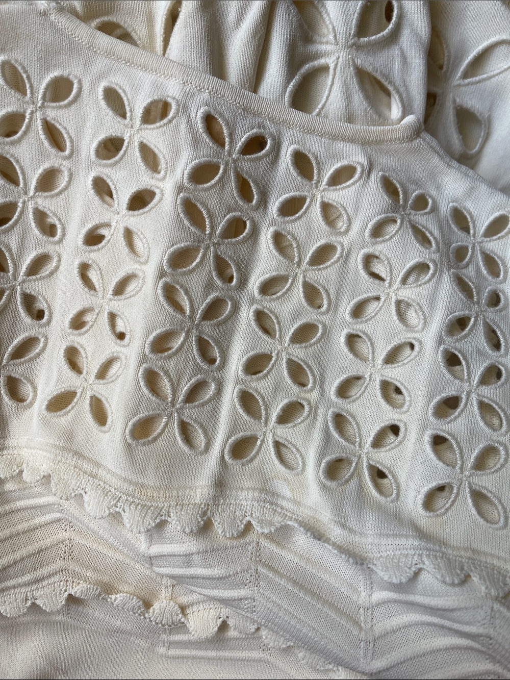 Ulla Johnson Lakshmi Eyelet Scallop Trim Knit Midi Dress - Picture 8 of 15